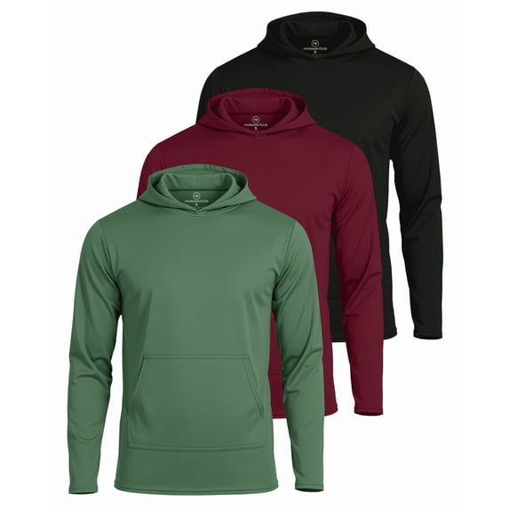 Real Essentials 3 Pack: Mens Mesh Hoodies | Lightweight Long Sleeve Workout & Gym Pullover (Big & Tall)