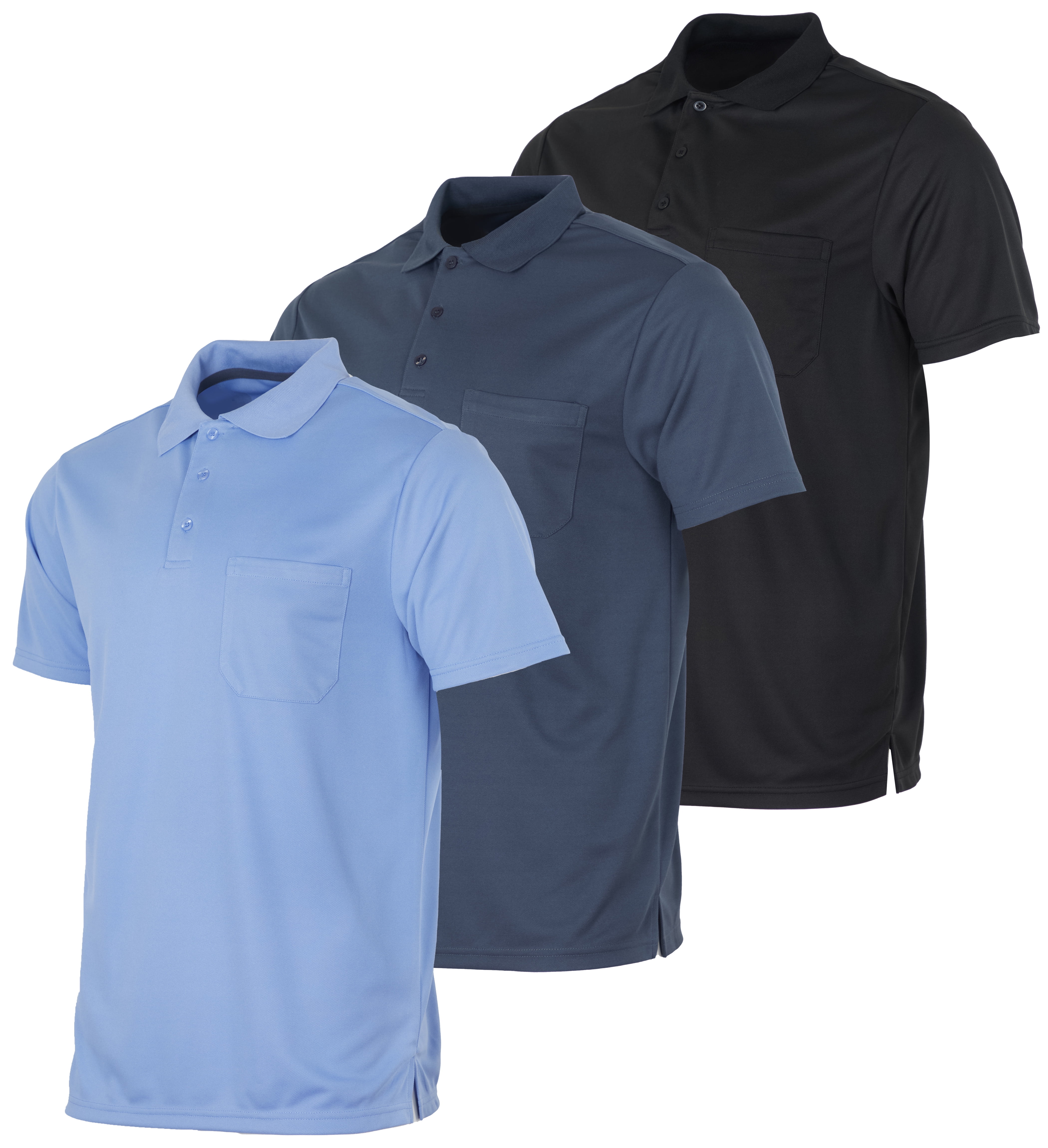 Real Essentials 3 Pack: Mens Short Sleeve Dry-Fit Collared Polo Shirt ...