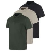 3 Pack Mens Dry Fit Pocket Polo Shirts Short Sleeve Athletic Golf Collared
