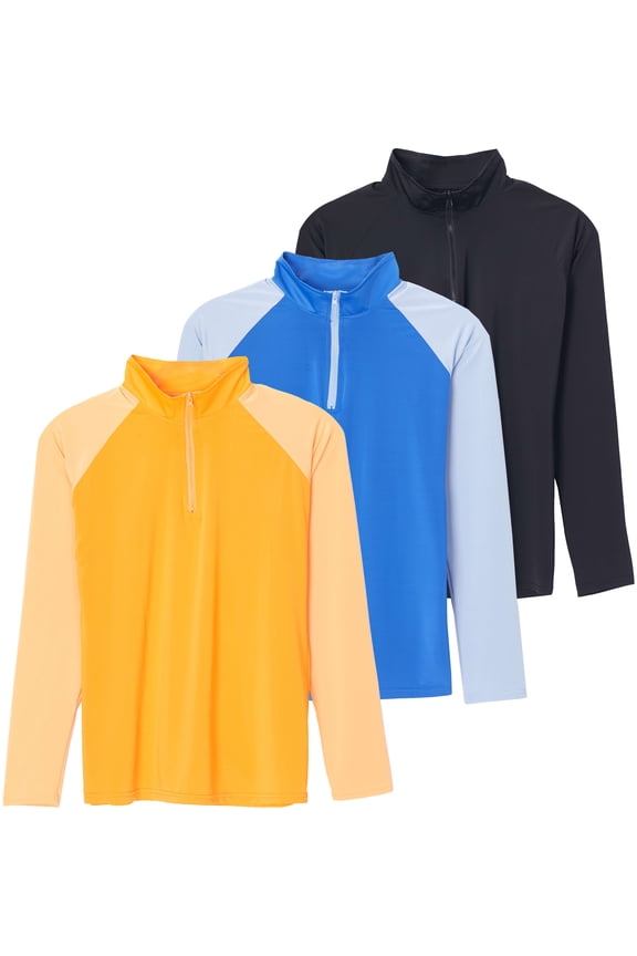 3 Pack: Women's 1/4 Zip Rash Guard Long Sleeve Swim Shirt UPF Sun Protection UV Surf Tops