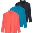 thumbnail image 1 of Real Essentials 3 Pack: Women's 1/4 Zip Rash Guard Long Sleeve Swim Shirt UPF Sun Protection UV Surf Tops, 1 of 6