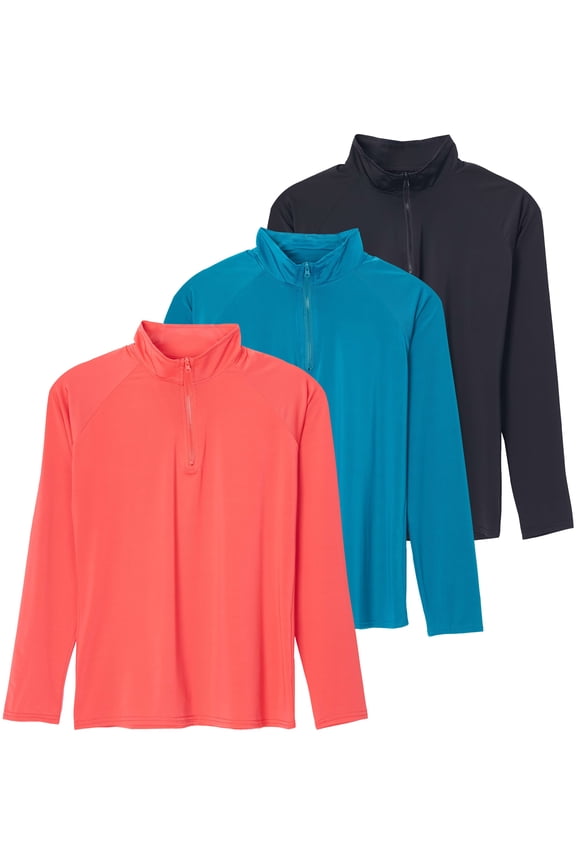 3 Pack: Women's 1/4 Zip Rash Guard Long Sleeve Swim Shirt UPF Sun Protection UV Surf Tops