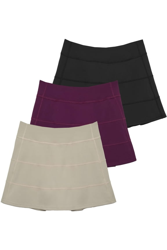 3 Pack:Women's 14" Pleated Tennis Skorts Golf Skirt High Waisted Athletic Running Casual Shorts with Pockets