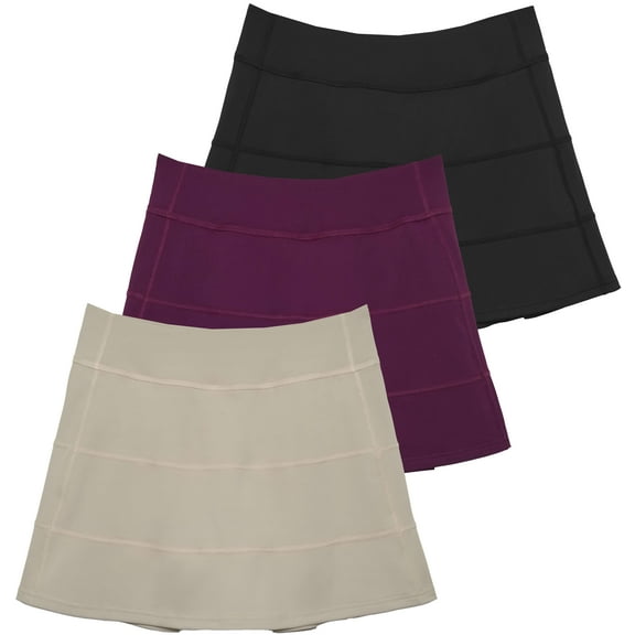 Real Essentials 3 Pack:Women's 14" Pleated Tennis Skorts Golf Skirt High Waisted Athletic Running Casual Shorts with Pockets