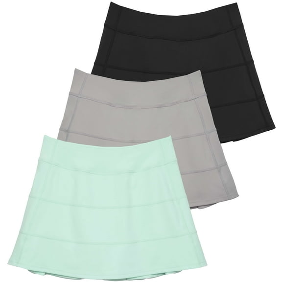 Real Essentials 3 Pack:Women's 14" Pleated Tennis Skorts Golf Skirt High Waisted Athletic Running Casual Shorts with Pockets
