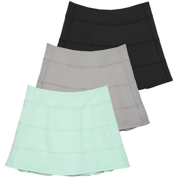 Real Essentials 3 Pack:Women's 14" Pleated Tennis Skorts Golf Skirt High Waisted Athletic Running Casual Shorts with Pockets