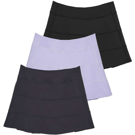 Real Essentials 3 Pack:Women's 14" Pleated Tennis Skorts Golf Skirt High Waisted Athletic Running Casual Shorts with Pockets