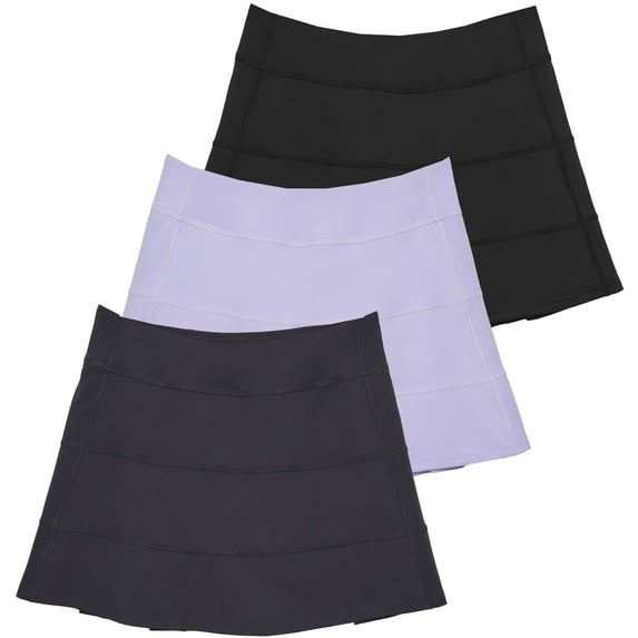 Real Essentials 3 Pack:Women's 14" Pleated Tennis Skorts Golf Skirt High Waisted Athletic Running Casual Shorts with Pockets