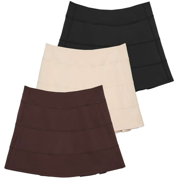 Real Essentials 3 Pack:Women's 14" Pleated Tennis Skorts Golf Skirt High Waisted Athletic Running Casual Shorts with Pockets