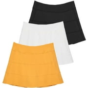 Real Essentials 3 Pack:Women's 14" Pleated Tennis Skorts Golf Skirt High Waisted Athletic Running Casual Shorts with Pockets