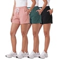 thumbnail image 1 of Real Essentials 3 Pack: Women’s Cotton French Terry Shorts Pockets - Casual Athletic Lounge (Available In Plus), 1 of 8