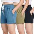 thumbnail image 1 of Real Essentials 3 Pack: Women’s Cotton French Terry Shorts Pockets - Casual Athletic Lounge (Available In Plus), 1 of 8