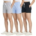 thumbnail image 1 of Real Essentials 3 Pack: Women’s Cotton French Terry Shorts Pockets - Casual Athletic Lounge (Available In Plus), 1 of 6