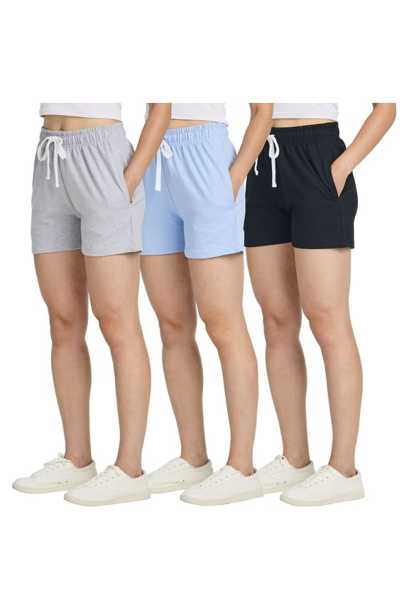 3 Pack: Women’s Cotton French Terry Shorts Pockets - Casual Athletic Lounge (Available In Plus)