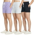 thumbnail image 1 of Real Essentials 3 Pack: Women’s Cotton French Terry Shorts Pockets - Casual Athletic Lounge (Available In Plus), 1 of 6