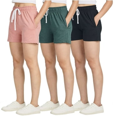 Real Essentials 3 Pack: Women’s Cotton French Terry Shorts Pockets - Casual Athletic Lounge (Available In Plus)