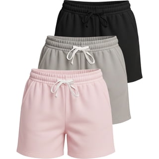 Real Essentials 3 Pack:Women's Fleece Casual Sweat Shorts - Athletic, Running, Yoga, Lounge Shorts with Pockets (Plus Size)