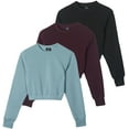 thumbnail image 1 of Real Essentials 3 Pack: Women's Fleece Cropped Sweatshirt - Long Sleeve Crew Neck Crop Top (Available in Plus Size), 1 of 6