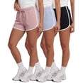 thumbnail image 1 of Real Essentials 3 Pack: Women's Fleece Dolphin Shorts Athletic Workout Running Gym Yoga Sweat Lounge Comfy, 1 of 7