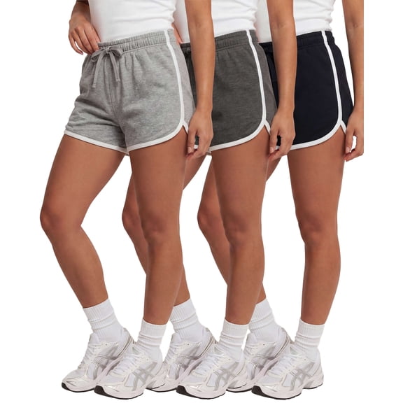 Real Essentials 3 Pack: Women's Fleece Dolphin Shorts Athletic Workout Running Gym Yoga Sweat Lounge Comfy
