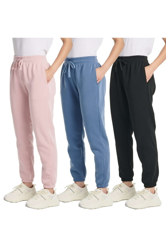 3 Pack: Women's Fleece Jogger Sweatpants (Available in Plus Size)