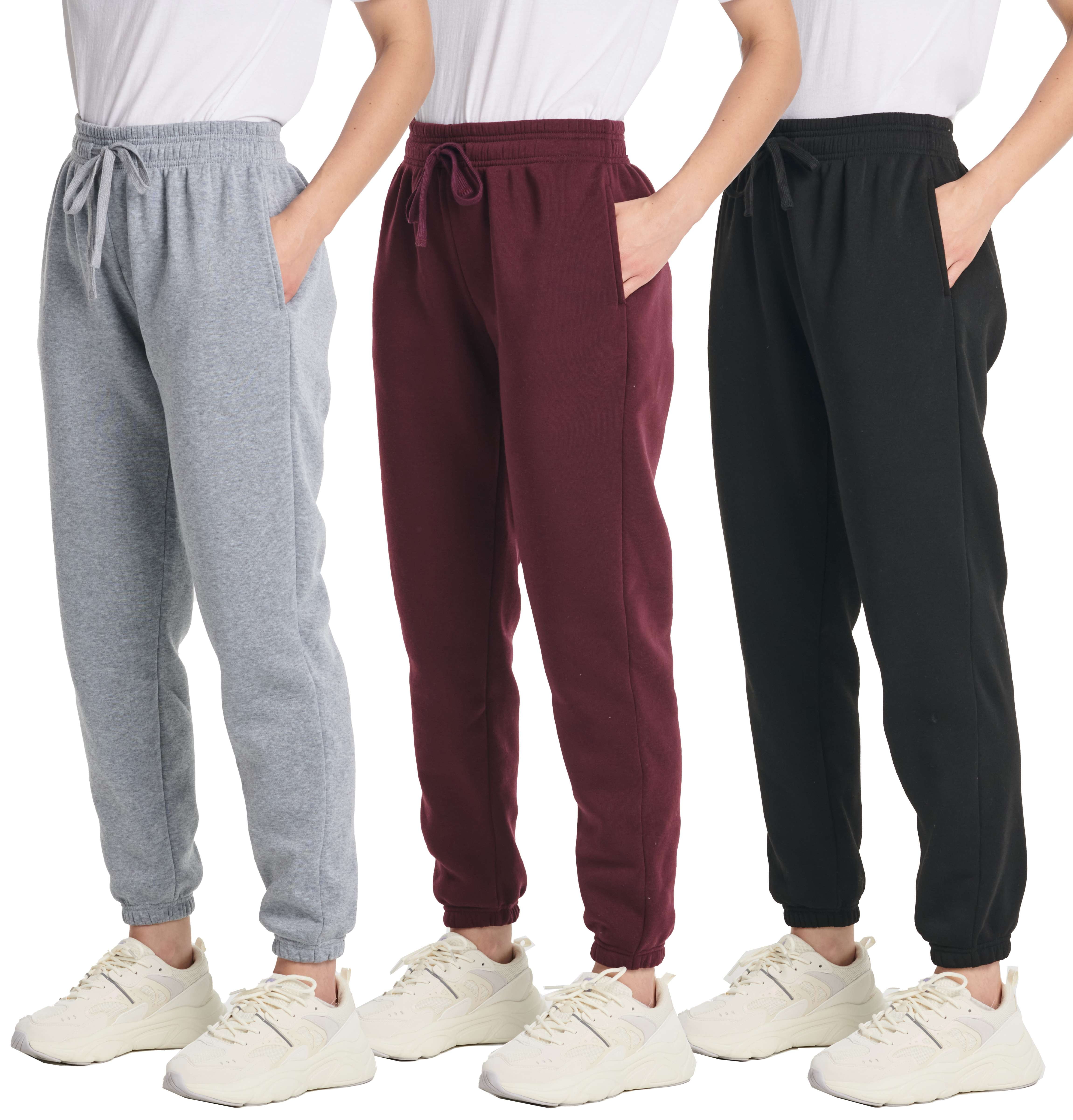 3 Pack: Women's Fleece Jogger Sweatpants (Available in Plus Size)