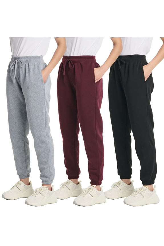 3 Pack: Women's Fleece Jogger Sweatpants (Available in Plus Size)