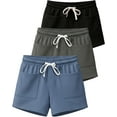 thumbnail image 1 of Real Essentials 3 Pack: Women's French Terry Square Pocket Shorts Lounge, Casual Shorts with Pockets (Available in Plus), 1 of 5