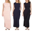 thumbnail image 1 of Real Essentials 3 Pack: Women's Long Tank Maxi T-Shirt Summer Casual Dress with Pockets (Available in Plus Size), 1 of 6