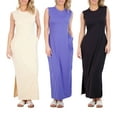 thumbnail image 1 of Real Essentials 3 Pack: Women's Long Tank Maxi T-Shirt Summer Casual Dress with Pockets (Available in Plus Size), 1 of 6