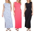 thumbnail image 1 of Real Essentials 3 Pack: Women's Long Tank Maxi T-Shirt Summer Casual Dress with Pockets (Available in Plus Size), 1 of 6