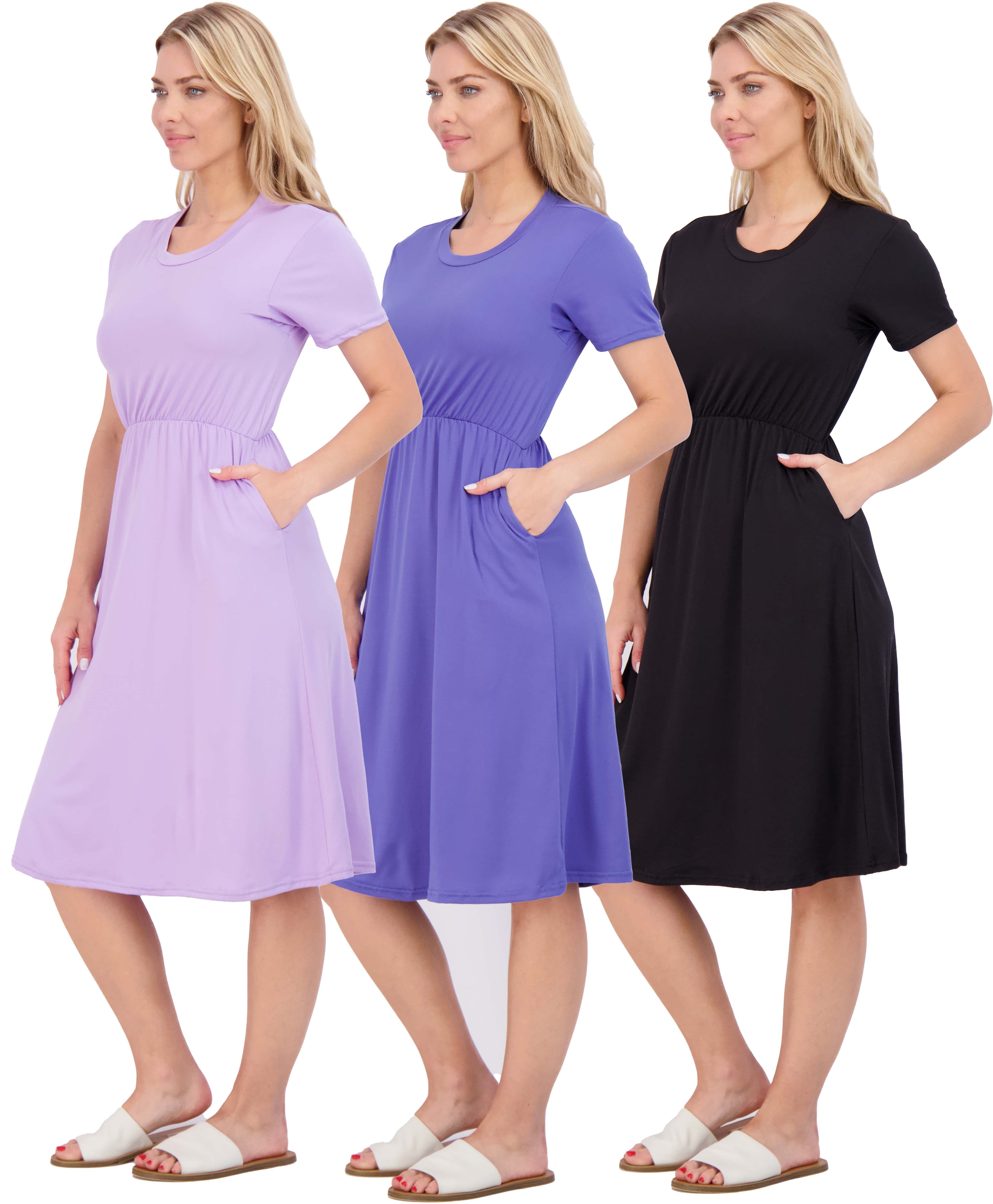 Chicbeautyy Women’s Short Sleeve Soft T Shirt Dress With Pockets (Buy 2 Free Shipping)