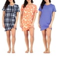 thumbnail image 1 of Real Essentials 3 Pack: Women's Nightshirt Short Sleeve Soft Nightgown Sleep Dress With Pocket (Available In Plus Size), 1 of 6