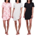 thumbnail image 1 of Real Essentials 3 Pack: Women's Nightshirt Short Sleeve Soft Nightgown Sleep Dress With Pocket (Available In Plus Size), 1 of 6