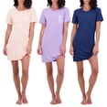 thumbnail image 1 of Real Essentials 3 Pack: Women's Nightshirt Short Sleeve Soft Nightgown Sleep Dress With Pocket (Available In Plus Size), 1 of 6