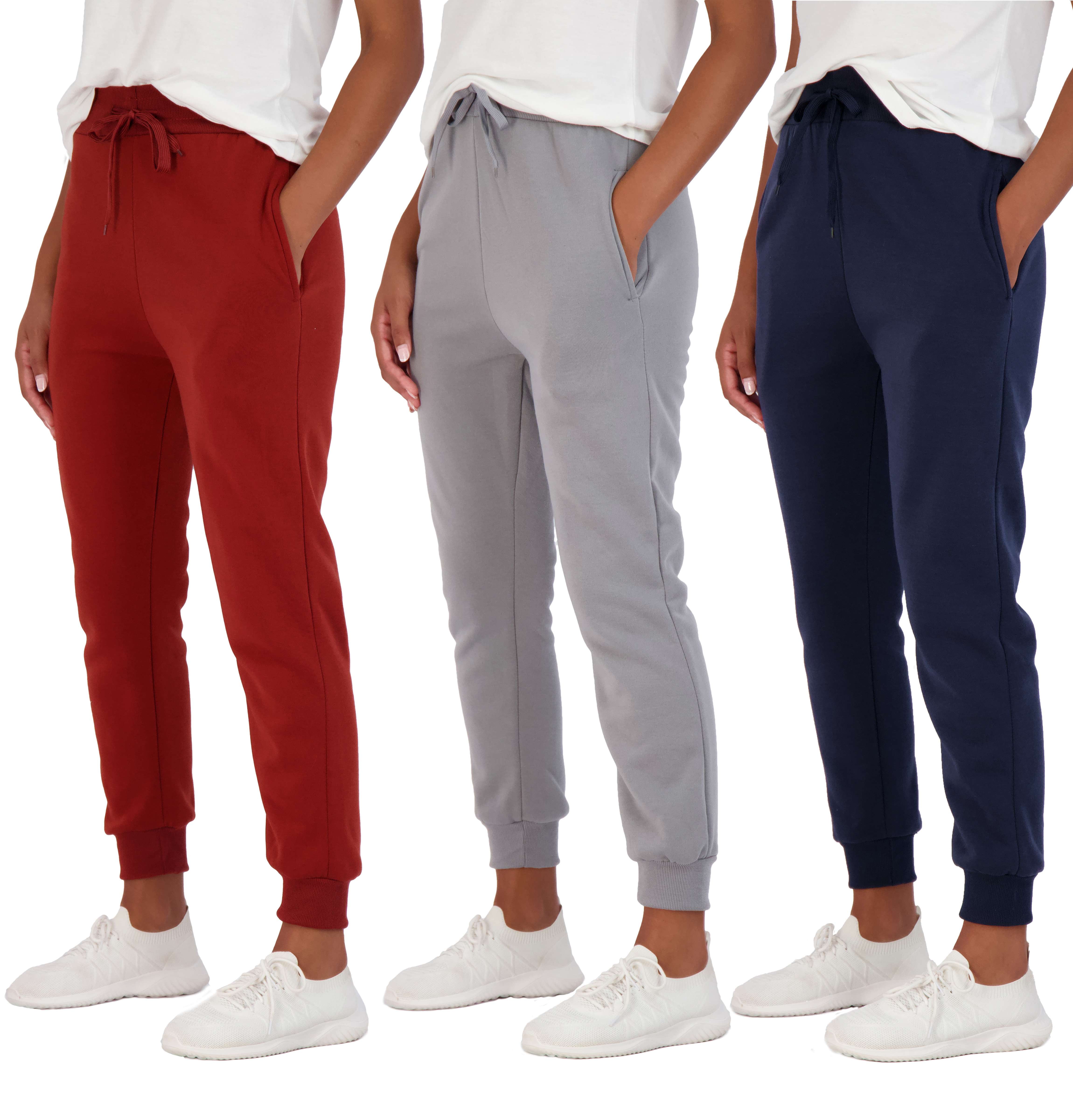 Real Essentials 3 Pack: Women's Ultra-Soft & Warm Fleece Joggers