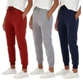 thumbnail image 1 of Real Essentials 3 Pack: Women's Ultra-Soft & Warm Fleece Joggers Sweatpants with Pocket (Available in Plus Size), 1 of 5