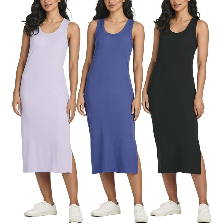 fitted sleeveless sweater midi shift dress for women Ribbed Scoop Neck Sleeveless Midi Sweater Dress