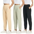 thumbnail image 1 of Real Essentials 3 Pack: Women's Ribbed Lounge Jogger Cuffed Yoga Sweatpants with Drawstring & Pockets (Available in Plus), 1 of 7
