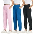 thumbnail image 1 of Real Essentials 3 Pack: Women's Ribbed Lounge Jogger Cuffed Yoga Sweatpants with Drawstring & Pockets (Available in Plus), 1 of 7