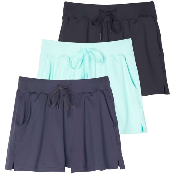Real Essentials 3 Pack: Women's Shorts Hiking Athletic Yoga Lounge Workout Running Casual Pockets 2.5" (Plus Available )