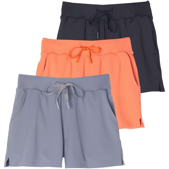 Real Essentials 3 Pack: Women's Shorts Hiking Athletic Yoga Lounge Workout Running Casual Pockets 2.5" (Plus Available )