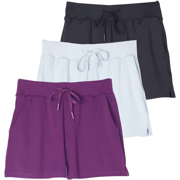 Real Essentials 3 Pack: Women's Shorts Hiking Athletic Yoga Lounge Workout Running Casual Pockets 2.5" (Plus Available )