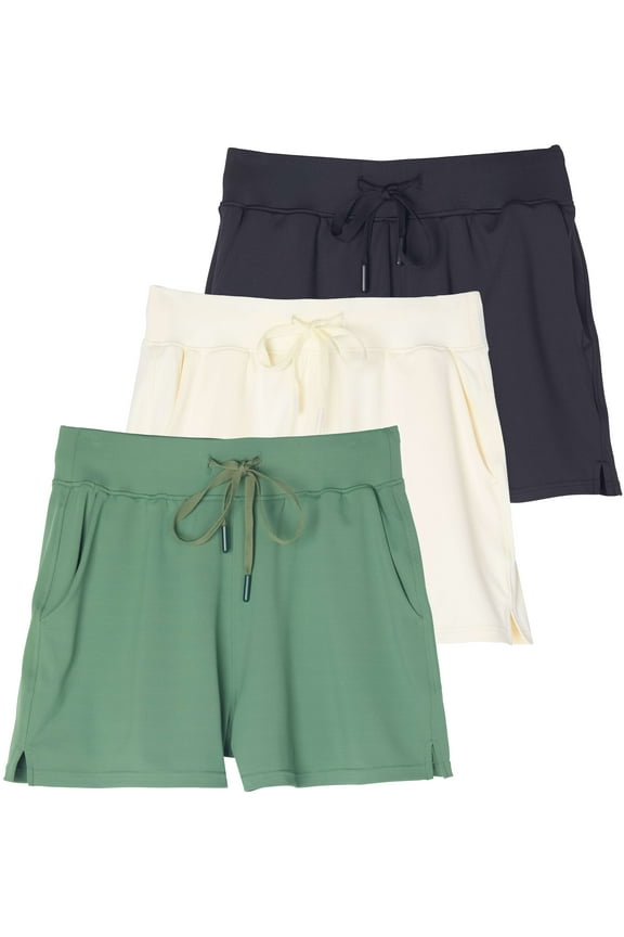 3 Pack: Women's Shorts Hiking Athletic Yoga Lounge Workout Running Casual Pockets 2.5" (Plus Available )