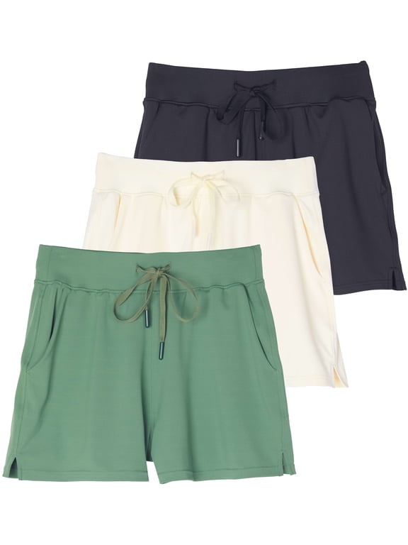 3 Pack: Women's Shorts Hiking Athletic Yoga Lounge Workout Running Casual Pockets 2.5" (Plus Available )