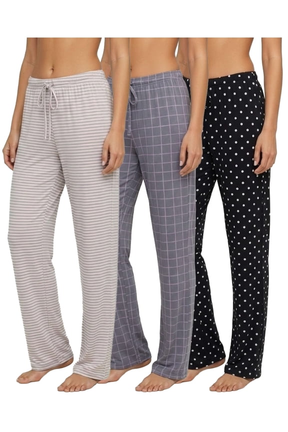 3 Pack: Women’s Ultra-Soft Comfy Pajama Lounge Pants Sleepwear (Available in Plus Size)