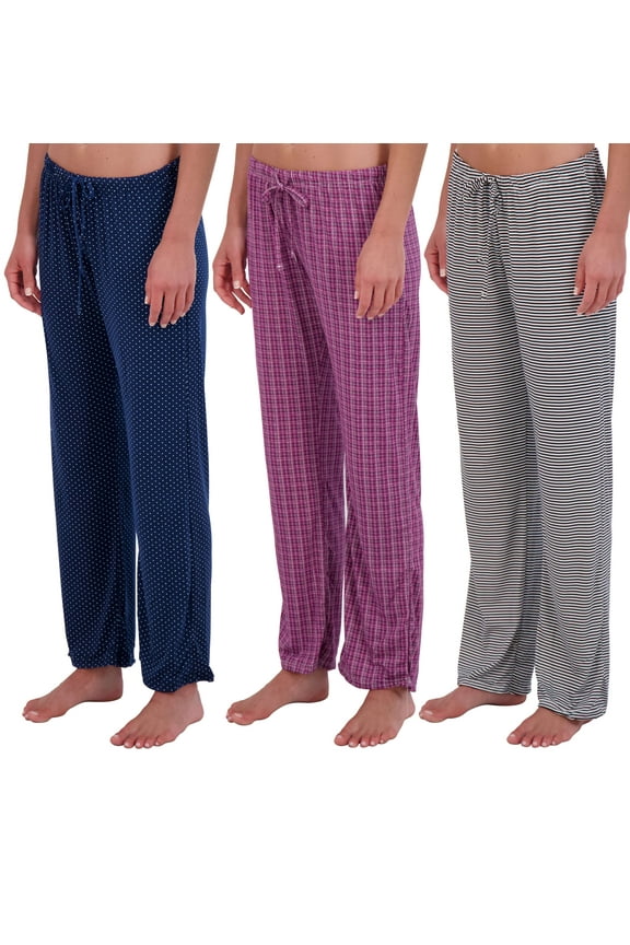 3 Pack: Women’s Ultra-Soft Comfy Pajama Lounge Pants Sleepwear (Available in Plus Size)