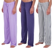 REAL ESSENTIALS 3 Pack: Women’s Ultra-Soft Comfy Pajama Lounge Pants Sleepwear (Available in Plus Size)