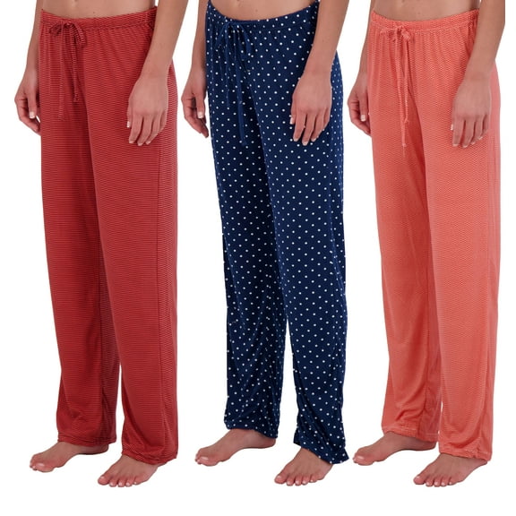 Real Essentials 3 Pack: Women’s Ultra-Soft Comfy Pajama Lounge Pants Sleepwear (Available in Plus Size)
