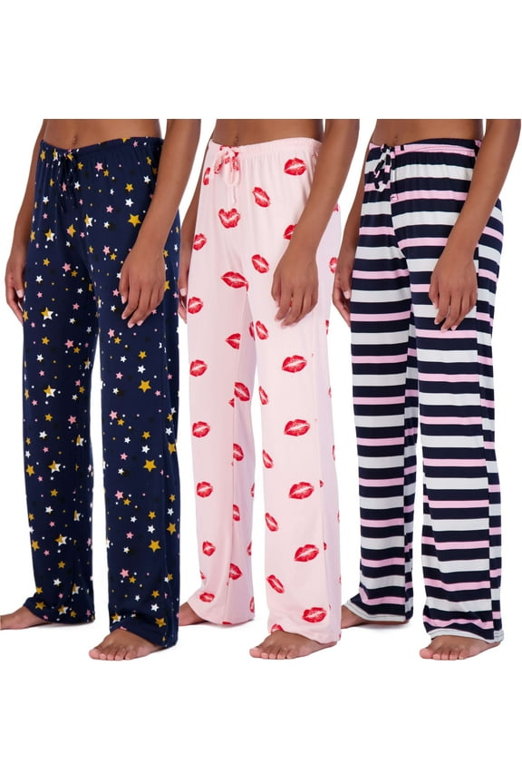 3 Pack: Women’s Ultra-Soft Comfy Pajama Lounge Pants Sleepwear (Available in Plus Size)